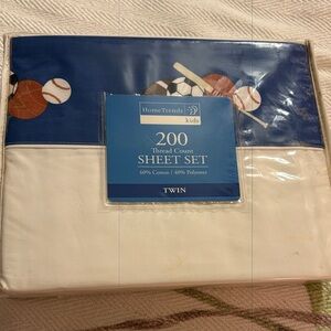 Twin Sheet Set Sports Theme NOS